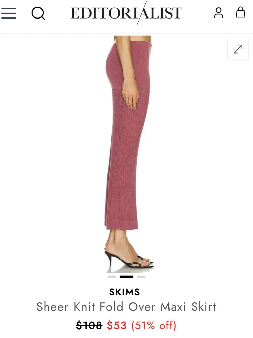 SKIMS Sheer Knit Fold Over Maxi Skirt (Size: L)